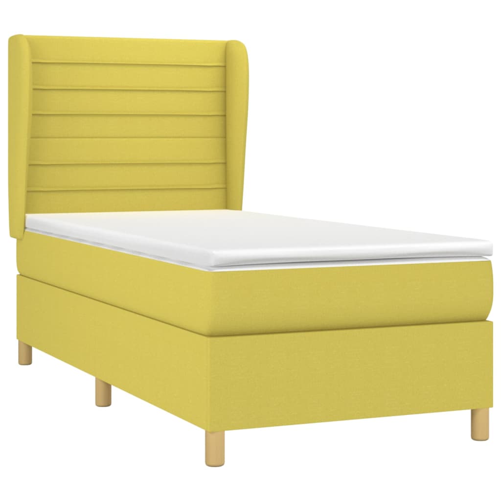 Κρεβάτι Boxspring με Στρώμα Πράσινο 90x200 εκ. Υφασμάτινο