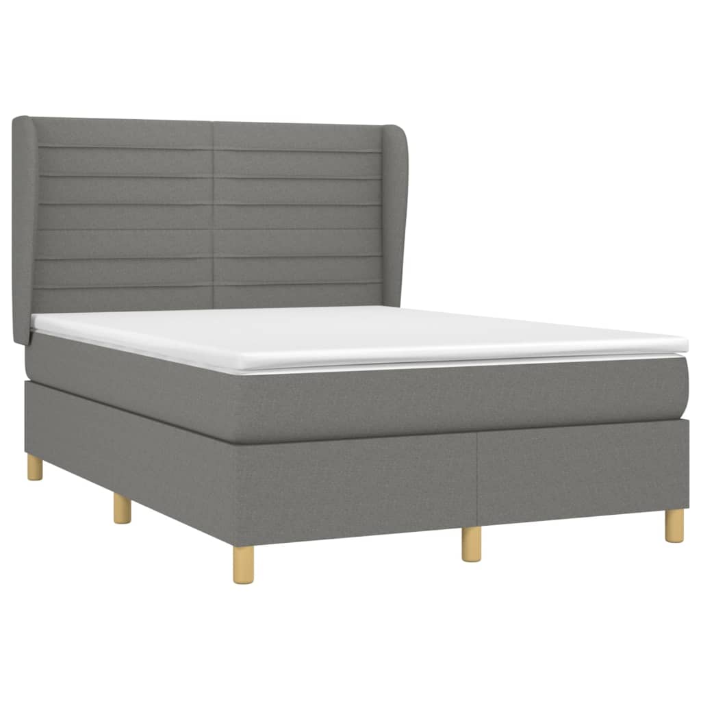 Κρεβάτι Boxspring με Στρώμα Σκούρο Γκρι 140x190 εκ. Υφασμάτινο