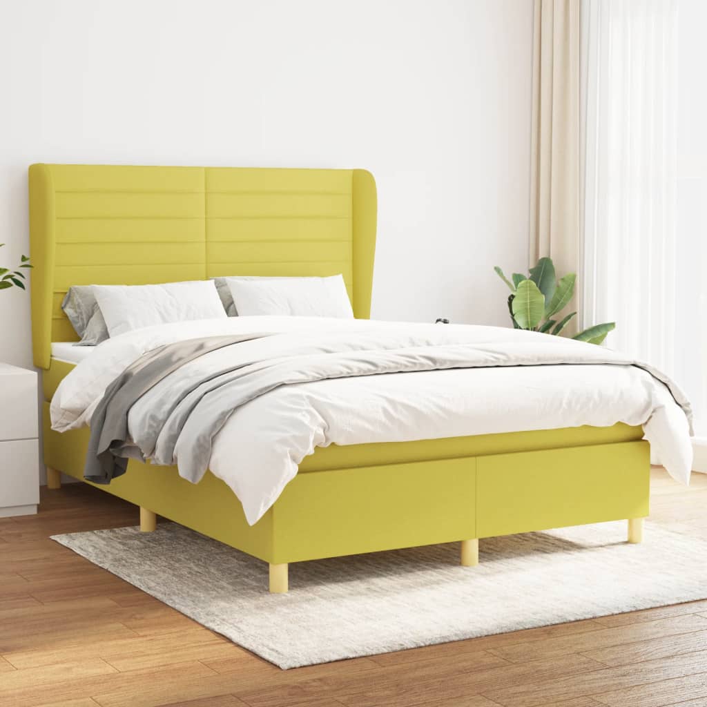 Κρεβάτι Boxspring με Στρώμα Πράσινο 140x190 εκ. Υφασμάτινο