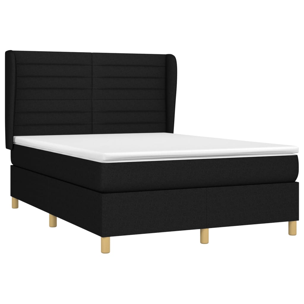 Κρεβάτι Boxspring με Στρώμα Μαύρο 140x200 εκ. Υφασμάτινο