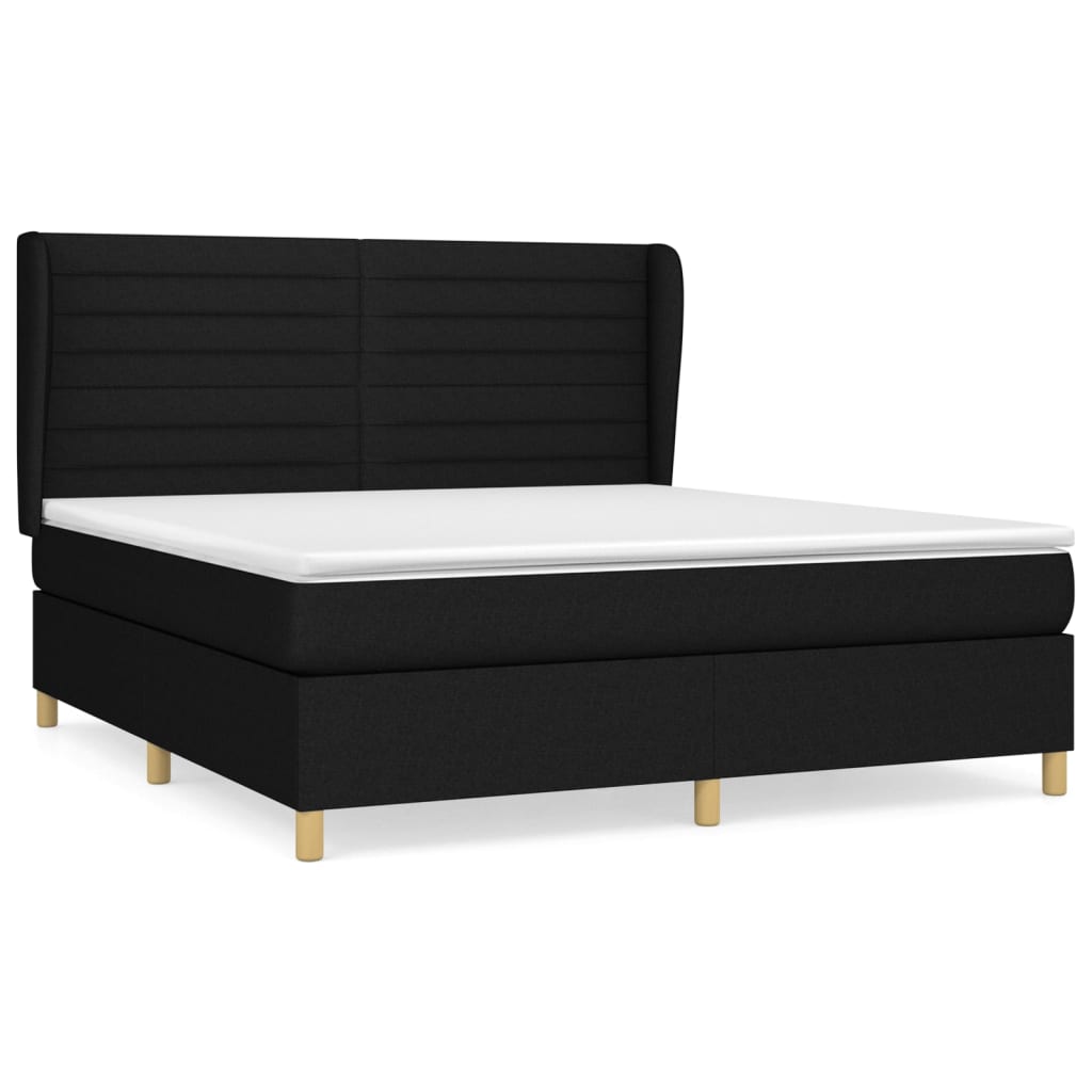 Κρεβάτι Boxspring με Στρώμα Μαύρο 160x200 εκ. Υφασμάτινο