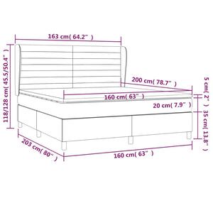Κρεβάτι Boxspring με Στρώμα Κρεμ 160x200 εκ. Υφασμάτινο