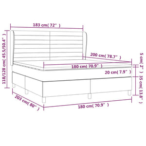 Κρεβάτι Boxspring με Στρώμα Μαύρο 180x200 εκ. Υφασμάτινο