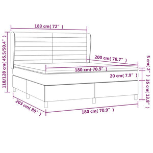 Κρεβάτι Boxspring με Στρώμα Μπλε 180x200 εκ. Υφασμάτινο