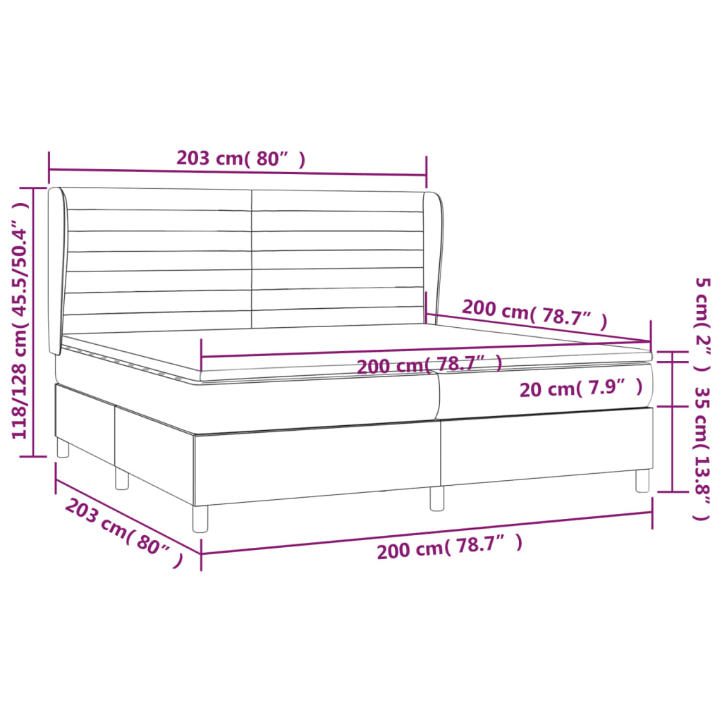 Κρεβάτι Boxspring με Στρώμα Μαύρο 200x200 εκ. Υφασμάτινο