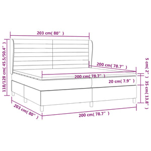 Κρεβάτι Boxspring με Στρώμα Μαύρο 200x200 εκ. Υφασμάτινο