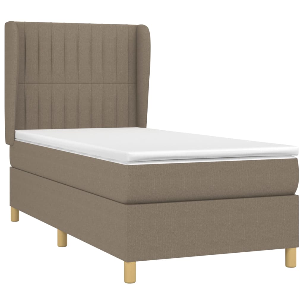 Κρεβάτι Boxspring με Στρώμα Taupe 80x200 εκ. Υφασμάτινο