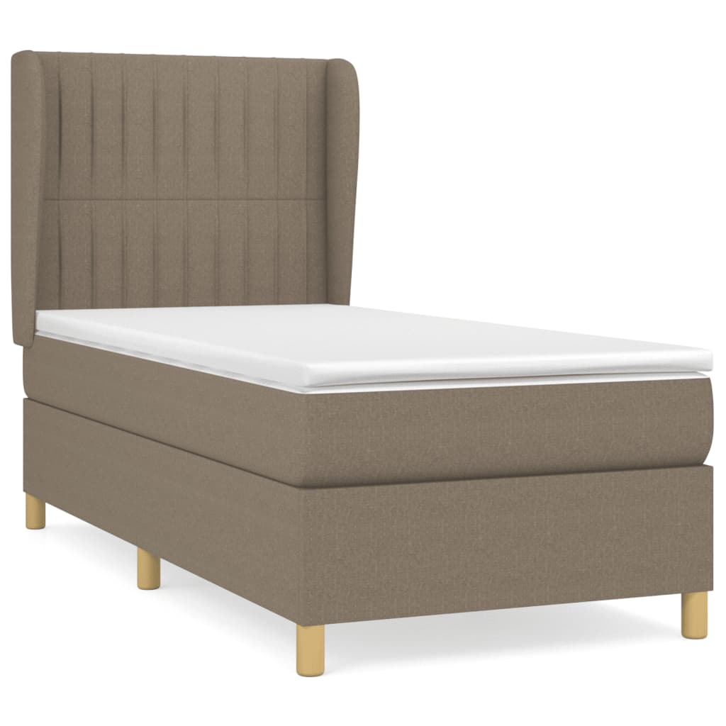 Κρεβάτι Boxspring με Στρώμα Taupe 90x190 εκ.Υφασμάτινο