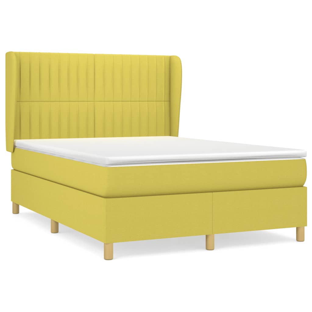 Κρεβάτι Boxspring με Στρώμα Πράσινο 140x190 εκ. Υφασμάτινο