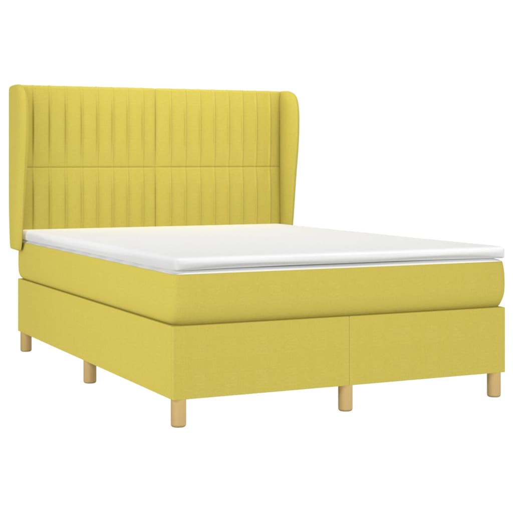Κρεβάτι Boxspring με Στρώμα Πράσινο 140x190 εκ. Υφασμάτινο