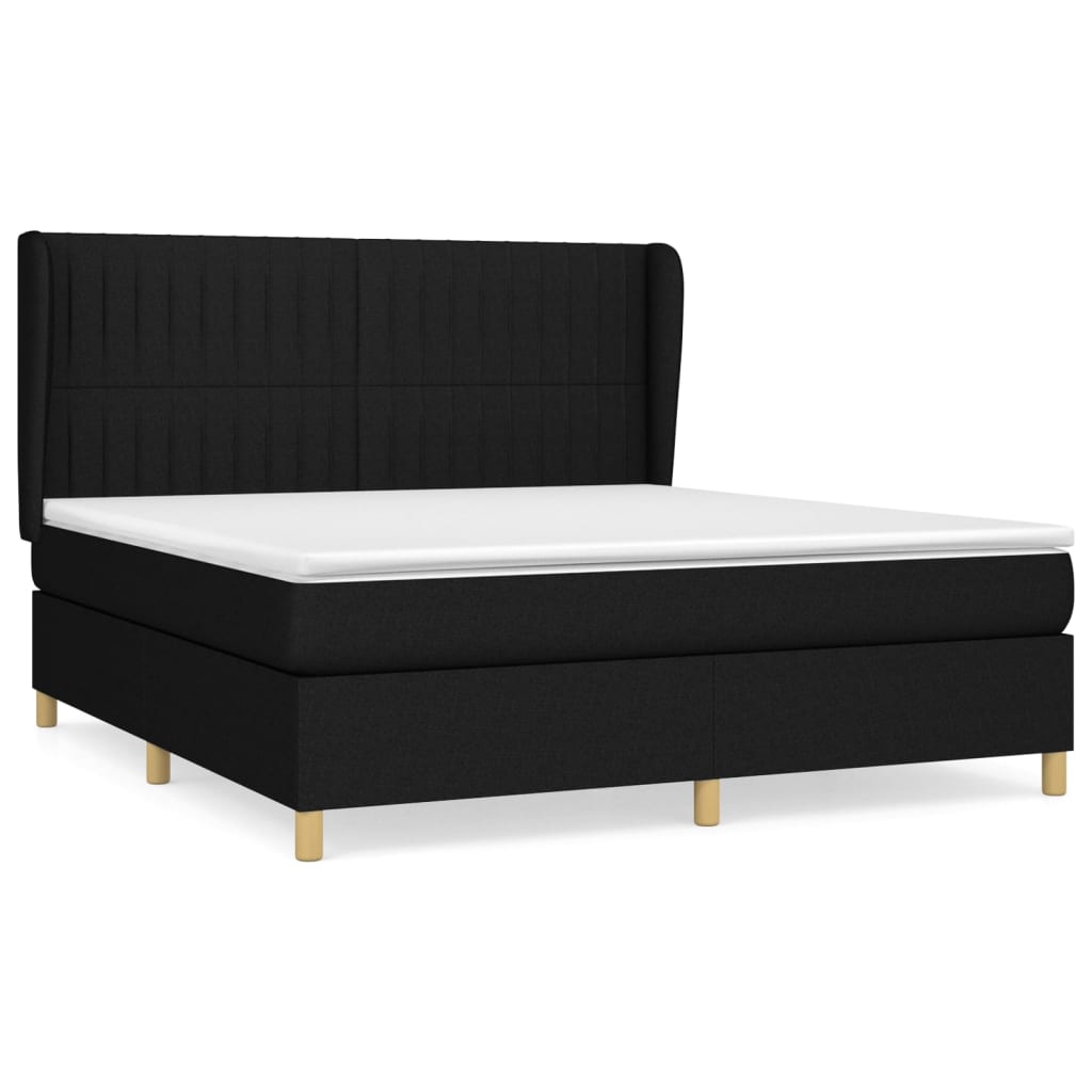 Κρεβάτι Boxspring με Στρώμα Μαύρο 160x200 εκ. Υφασμάτινο