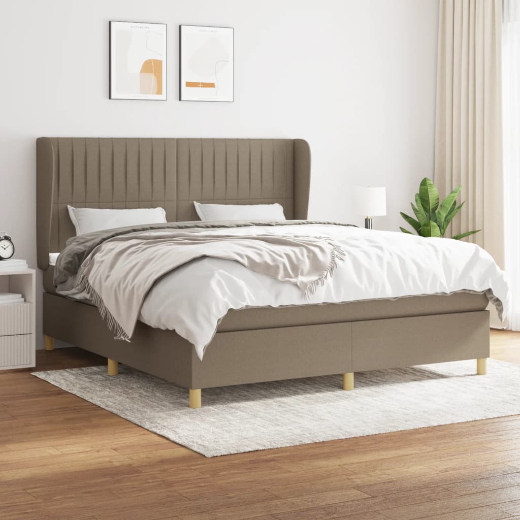 Κρεβάτι Boxspring με Στρώμα Taupe 160x200 εκ. Υφασμάτινο