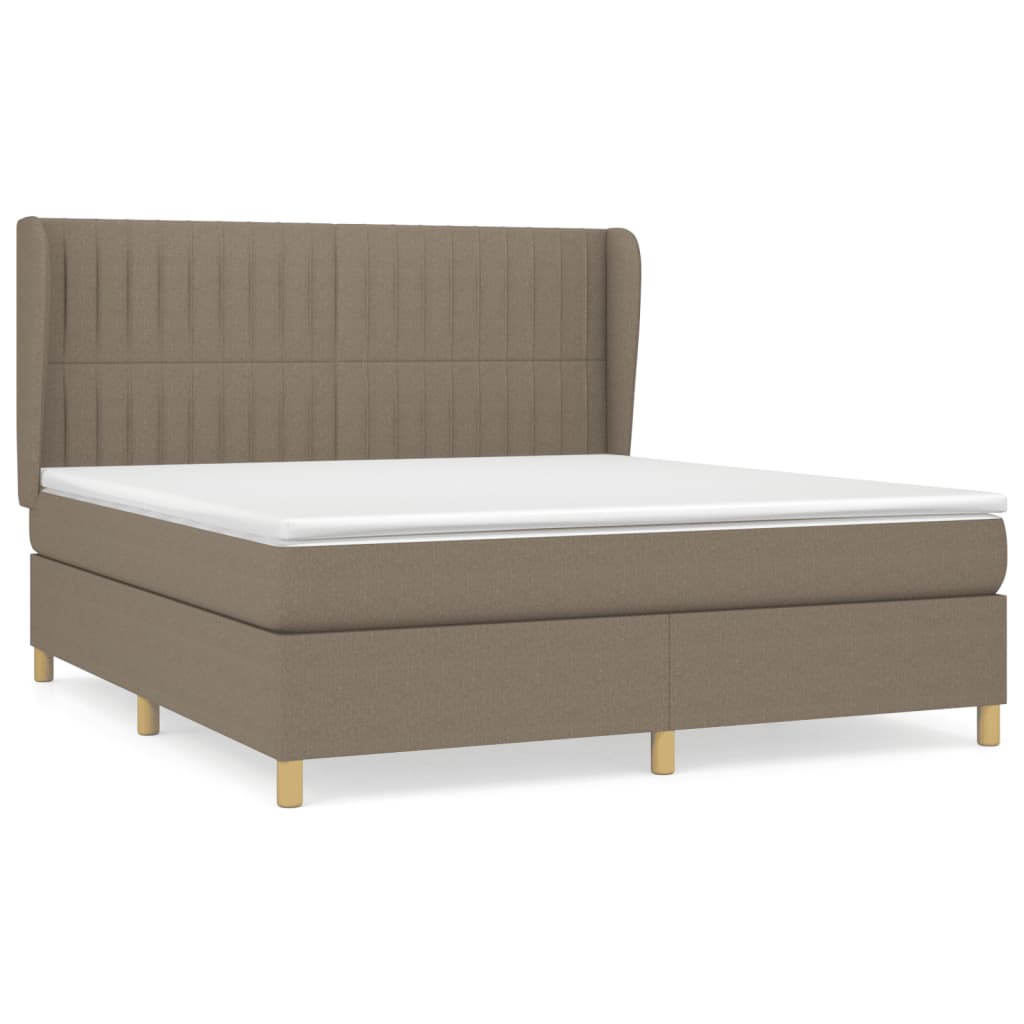 Κρεβάτι Boxspring με Στρώμα Taupe 180x200 εκ. Υφασμάτινο