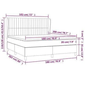 Κρεβάτι Boxspring με Στρώμα Κρεμ 180x200 εκ. Υφασμάτινο