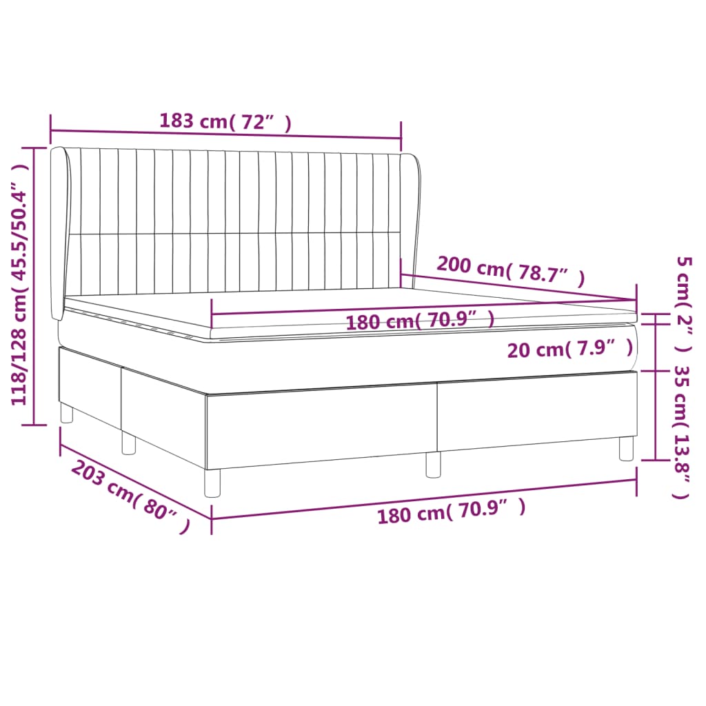 Κρεβάτι Boxspring με Στρώμα Μπλε 180x200 εκ. Υφασμάτινο