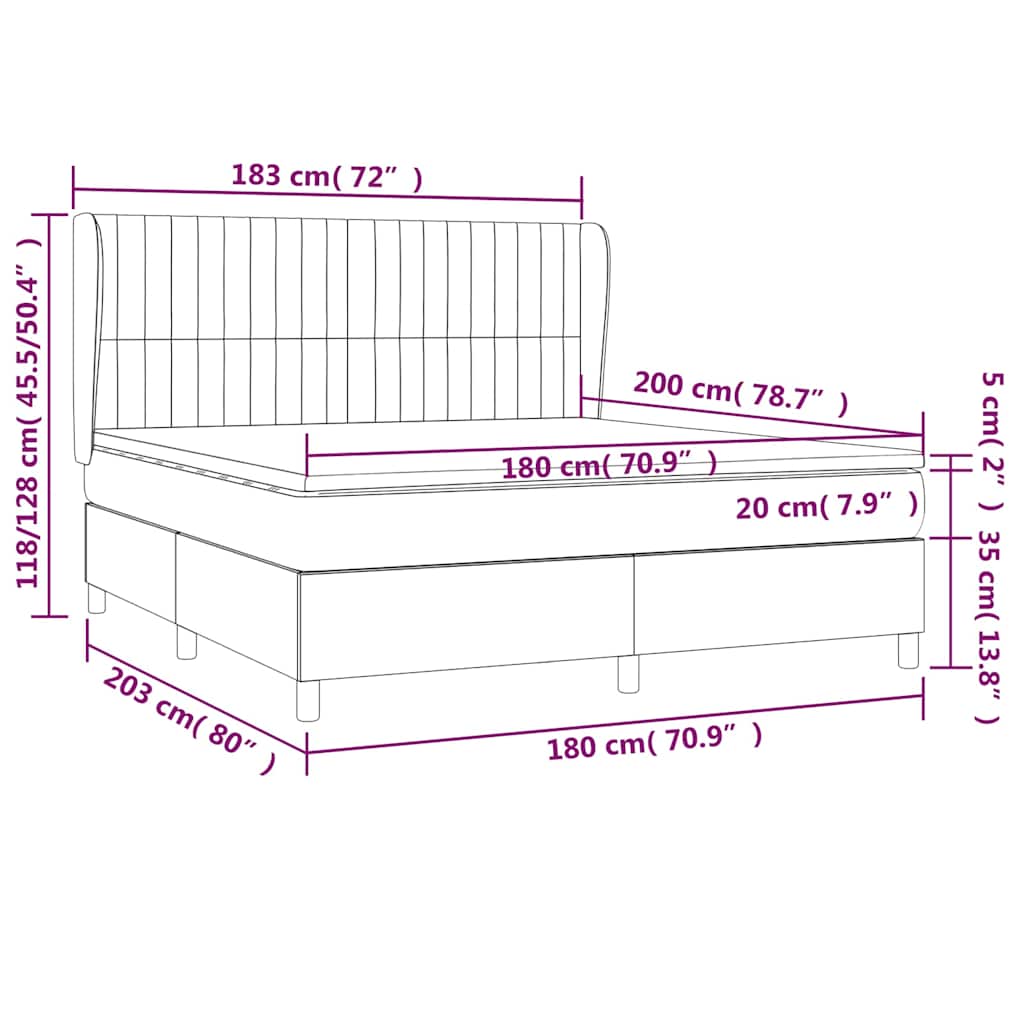 Κρεβάτι Boxspring με Στρώμα Πράσινο 180x200 εκ.Υφασμάτινο - Pakobazaar