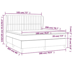 Κρεβάτι Boxspring με Στρώμα Πράσινο 180x200 εκ.Υφασμάτινο - Pakobazaar