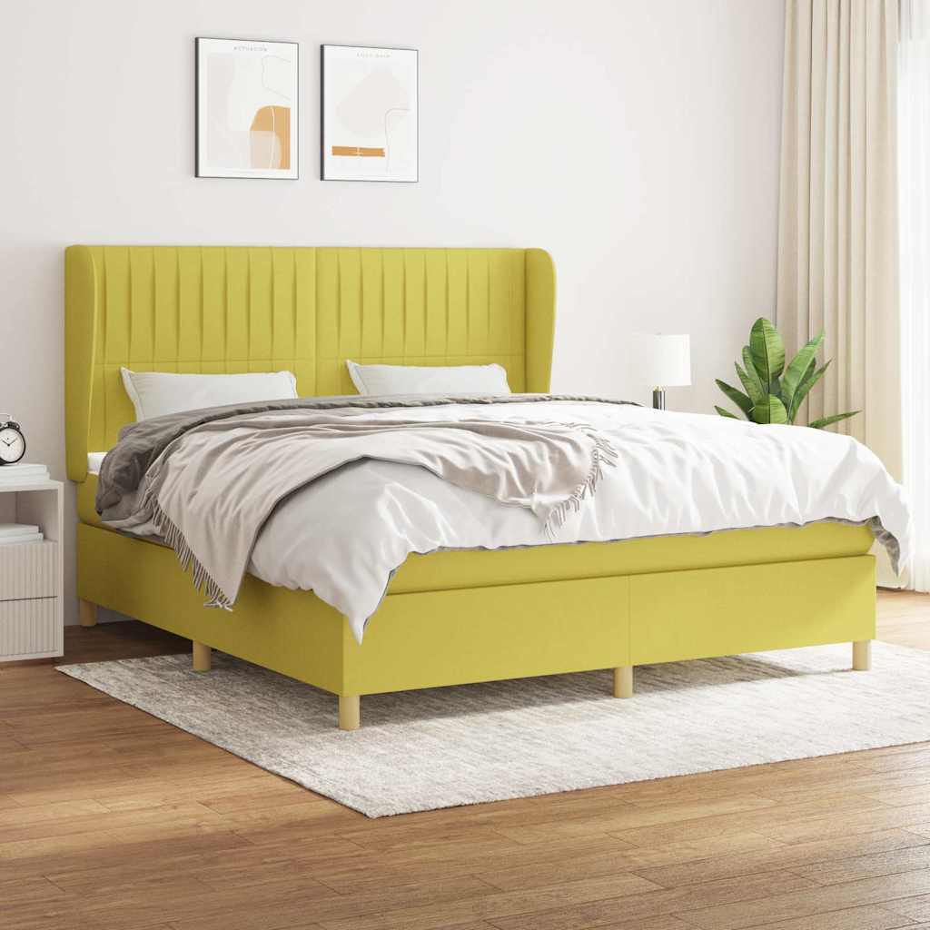 Κρεβάτι Boxspring με Στρώμα Πράσινο 180x200 εκ.Υφασμάτινο - Pakobazaar