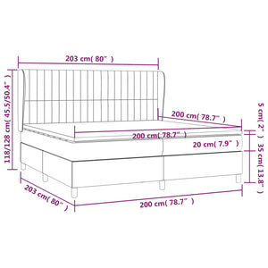 Κρεβάτι Boxspring με Στρώμα Μαύρο 200x200 εκ. Υφασμάτινο