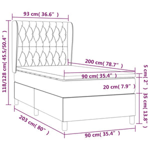Κρεβάτι Boxspring με Στρώμα Ανοιχτό Γκρι 90x200 εκ. Υφασμάτινο
