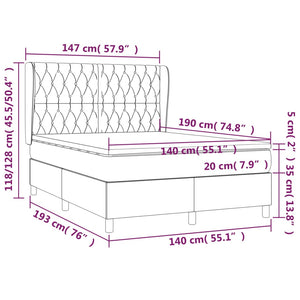 Κρεβάτι Boxspring με Στρώμα Κρεμ 140x190 εκ. Υφασμάτινο - Pakobazaar