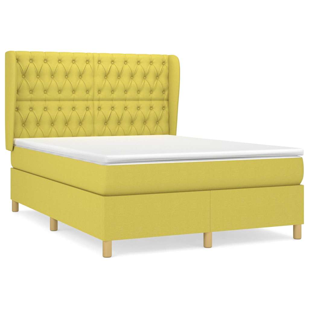 Κρεβάτι Boxspring με Στρώμα Πράσινο 140x190 εκ. Υφασμάτινο - Pakobazaar