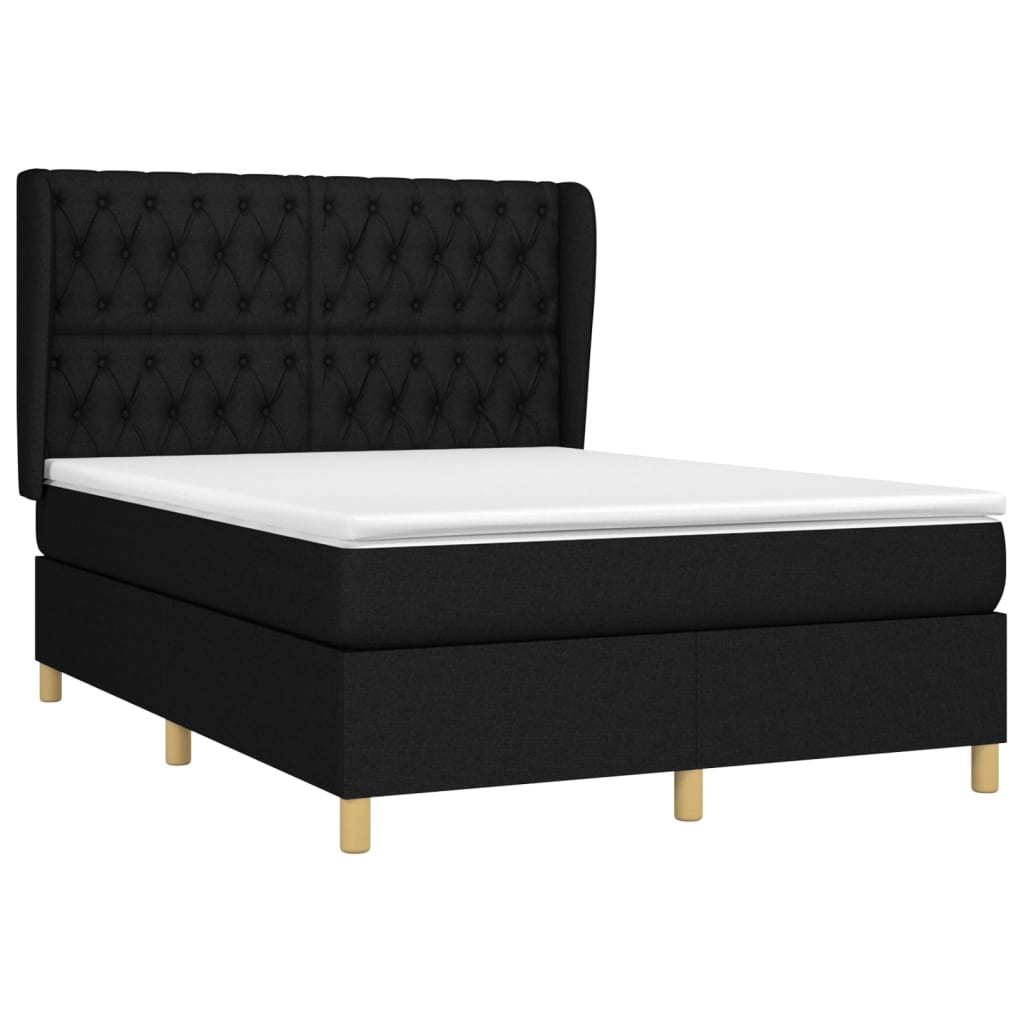 Κρεβάτι Boxspring με Στρώμα Μαύρο 140x200 εκ. Υφασμάτινο