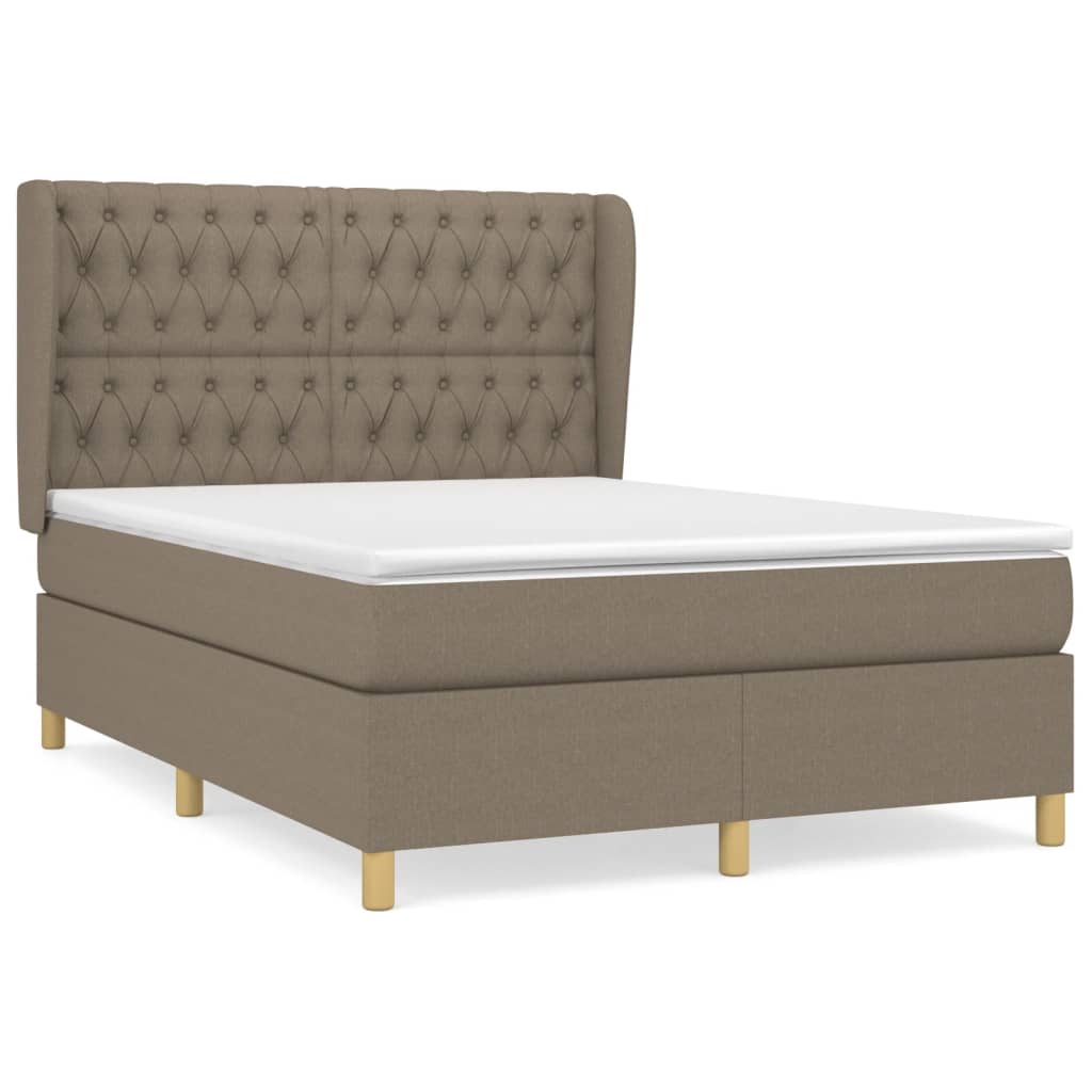Κρεβάτι Boxspring με Στρώμα Taupe 140x200 εκ. Υφασμάτινο