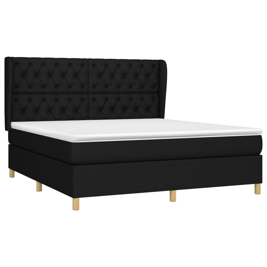 Κρεβάτι Boxspring με Στρώμα Μαύρο 160x200 εκ. Υφασμάτινο