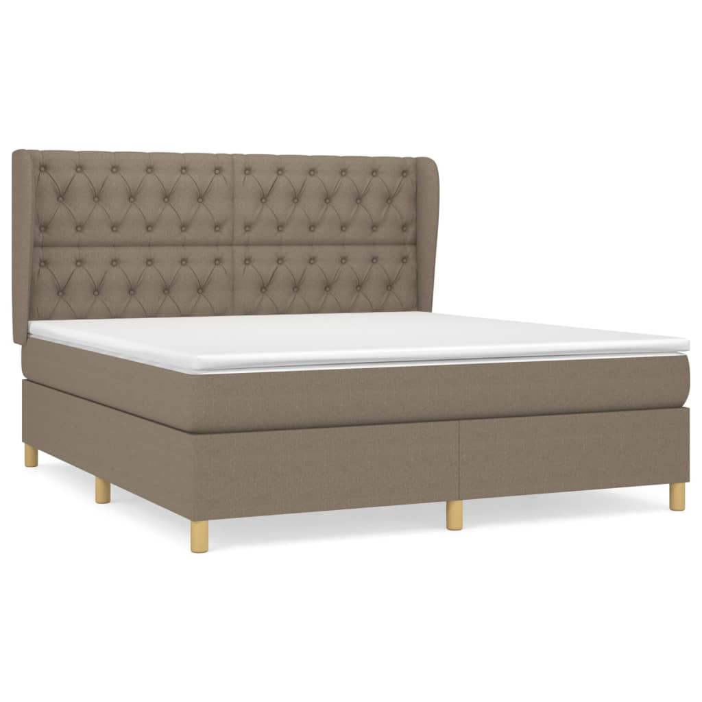 Κρεβάτι Boxspring με Στρώμα Taupe 160x200 εκ. Υφασμάτινο - Pakobazaar