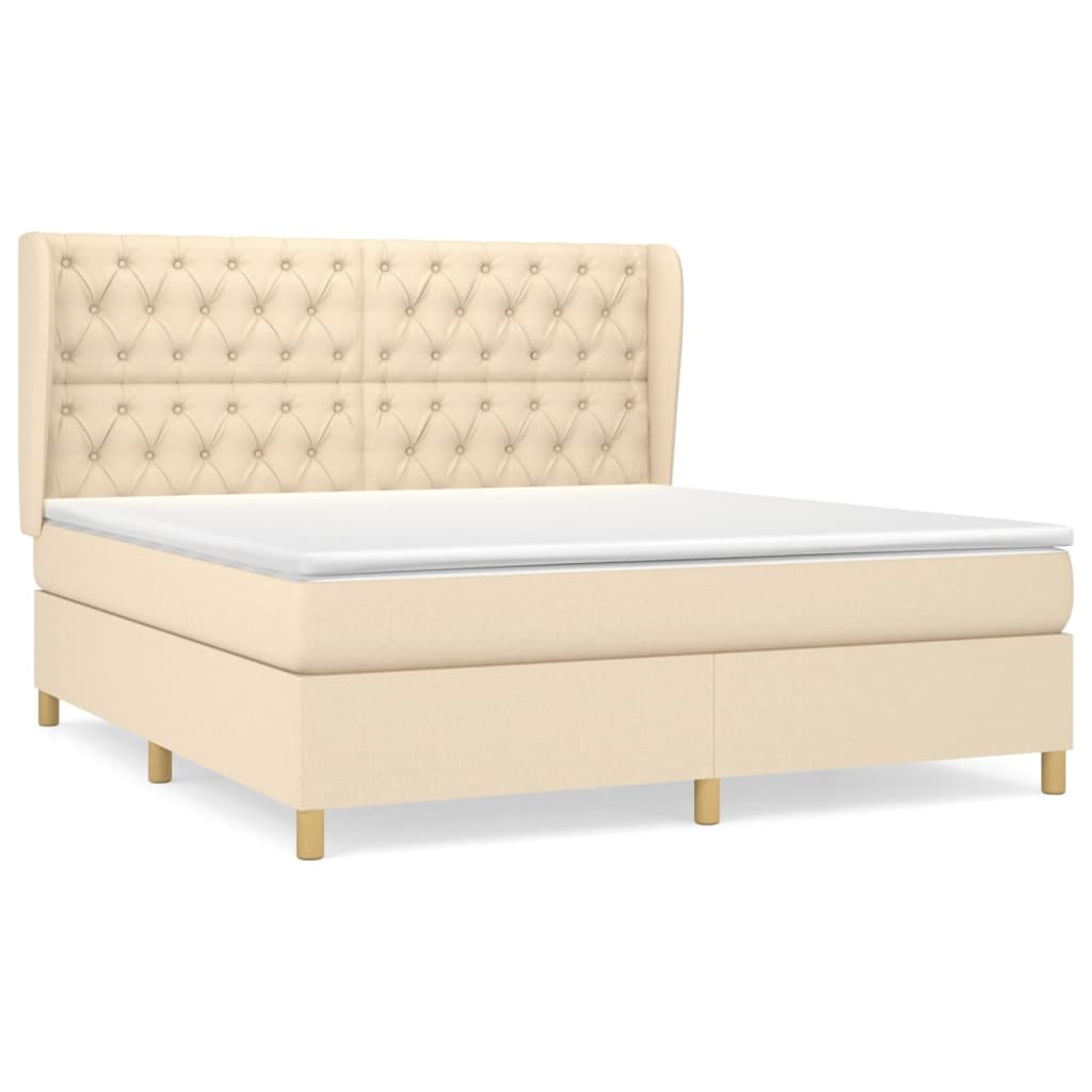 Κρεβάτι Boxspring με Στρώμα Κρεμ 160x200 εκ. Υφασμάτινο