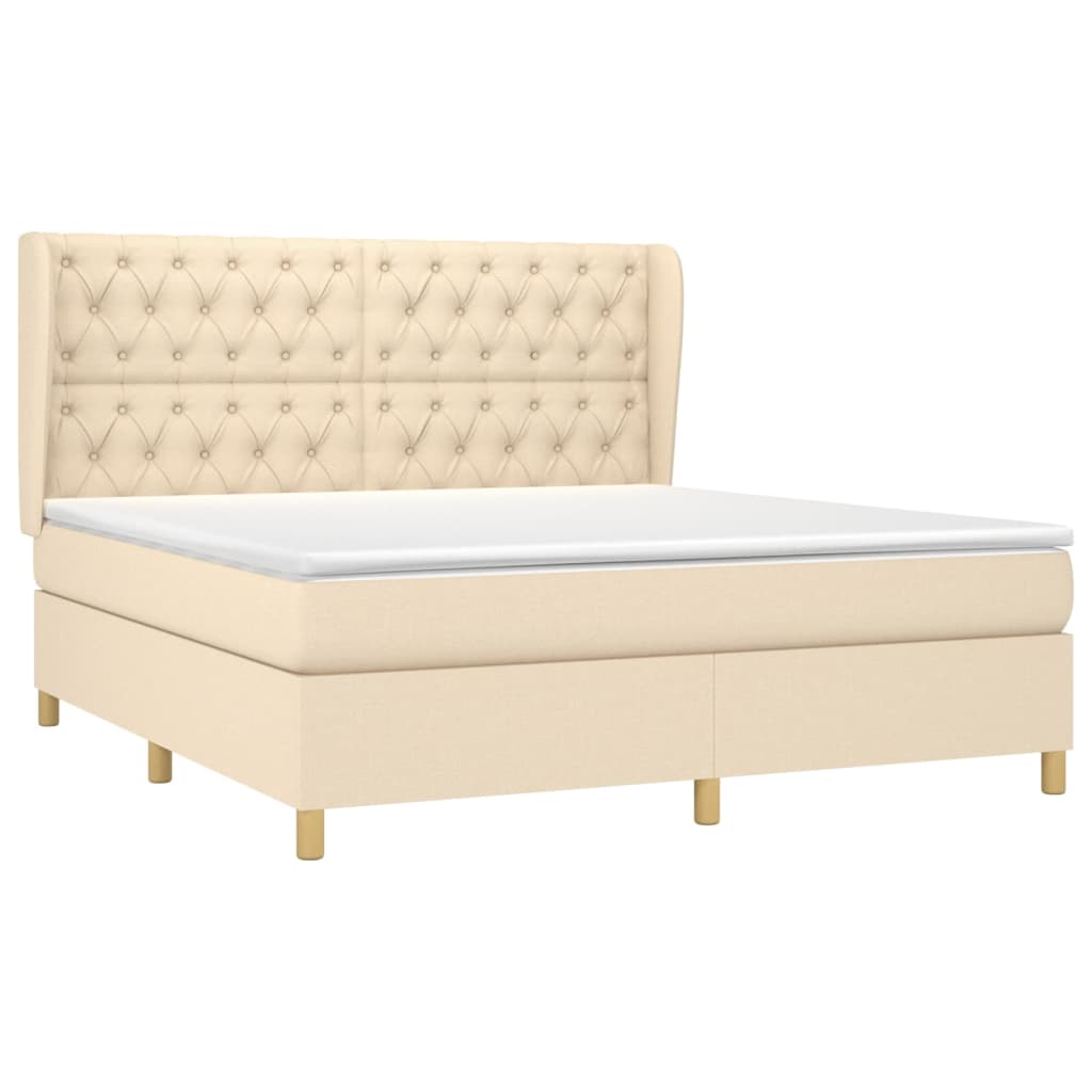Κρεβάτι Boxspring με Στρώμα Κρεμ 160x200 εκ. Υφασμάτινο