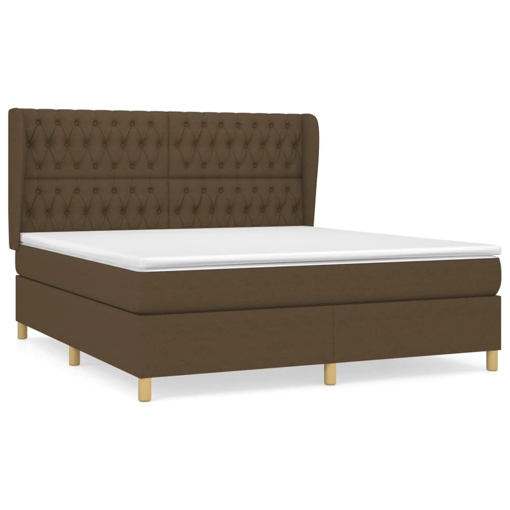 Κρεβάτι Boxspring με Στρώμα Σκούρο Καφέ 180x200 εκ Υφασμάτινο - Pakobazaar