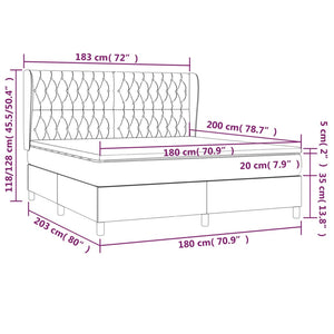 Κρεβάτι Boxspring με Στρώμα Κρεμ 180x200 εκ. Υφασμάτινο
