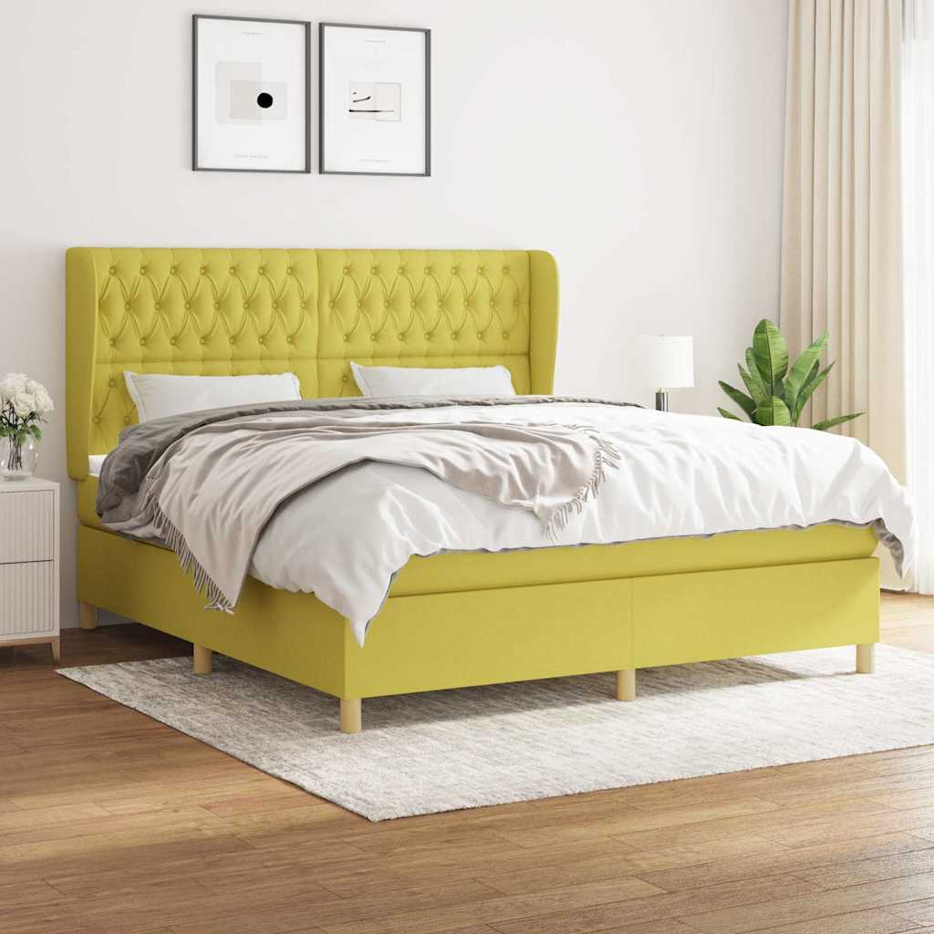 Κρεβάτι Boxspring με Στρώμα Πράσινο 180x200 εκ.Υφασμάτινο