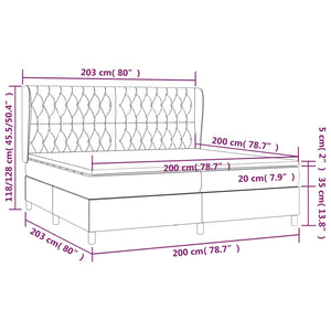 Κρεβάτι Boxspring με Στρώμα Ανοιχτό Γκρι 200x200 εκ. Υφασμάτινο