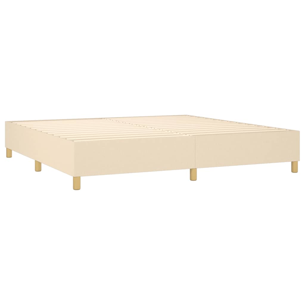 Κρεβάτι Boxspring με Στρώμα Κρεμ 200x200 εκ. Υφασμάτινο - Pakobazaar