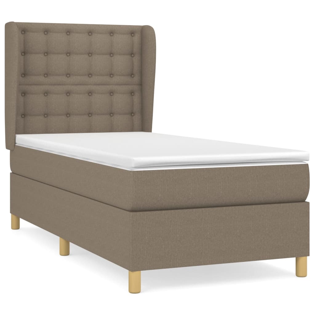 Κρεβάτι Boxspring με Στρώμα Taupe 90x190 εκ.Υφασμάτινο