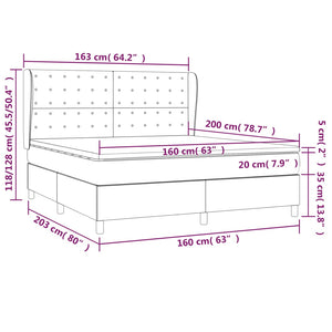 Κρεβάτι Boxspring με Στρώμα Σκούρο Γκρι 160x200 εκ Υφασμάτινο - Pakobazaar
