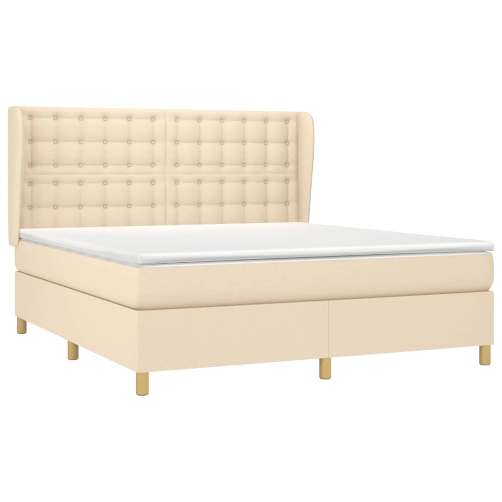 Κρεβάτι Boxspring με Στρώμα Κρεμ 180x200 εκ. Υφασμάτινο