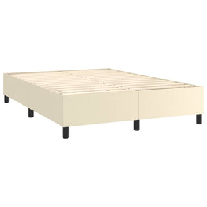 Κρεβάτι Boxspring με Στρώμα Κρεμ 140x200εκ. από Συνθετικό Δέρμα - Pakobazaar