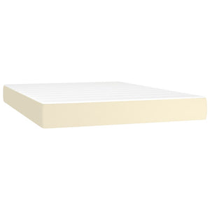 Κρεβάτι Boxspring με Στρώμα Κρεμ 140x200εκ. από Συνθετικό Δέρμα - Pakobazaar