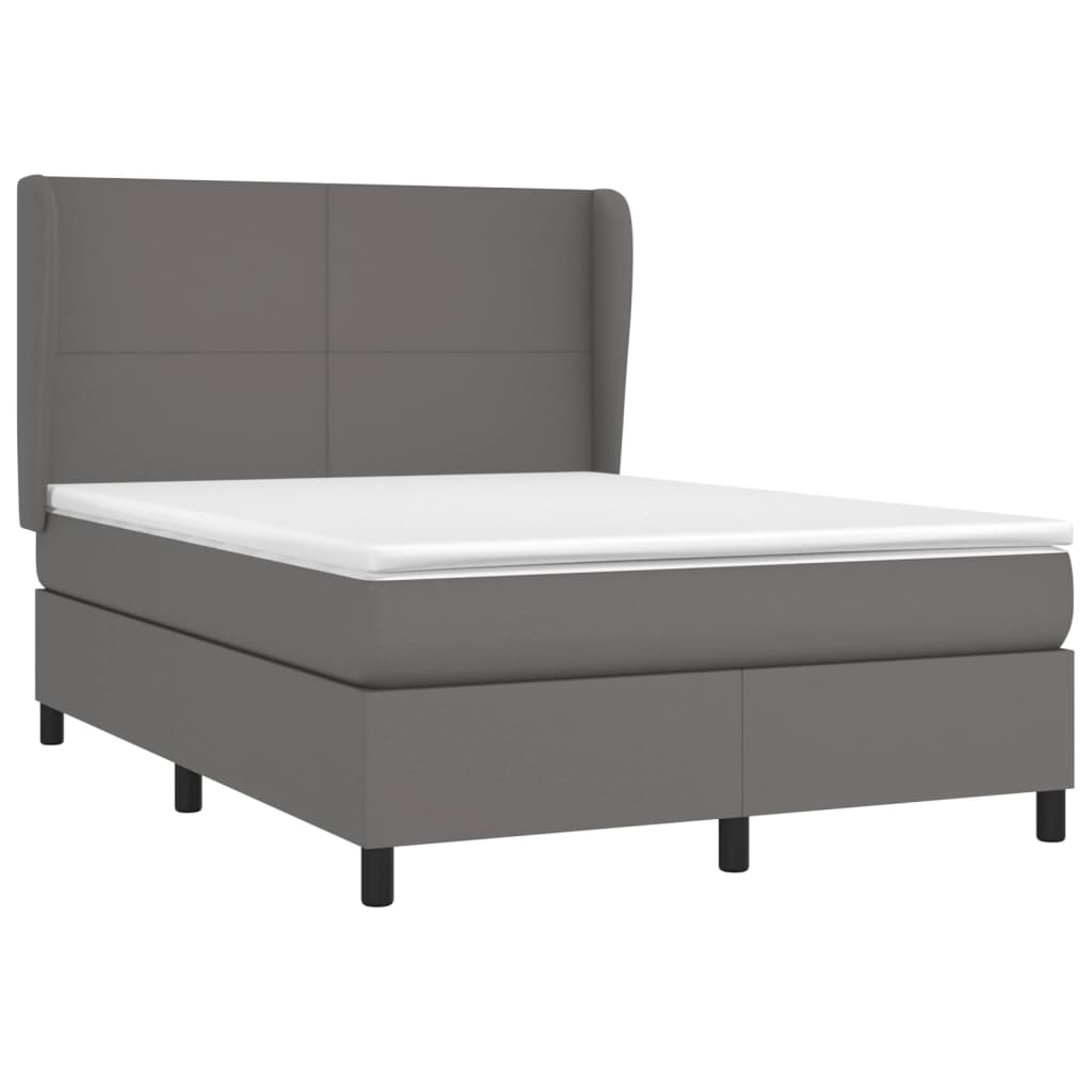 Κρεβάτι Boxspring με Στρώμα Γκρι 140x200εκ. από Συνθετικό Δέρμα