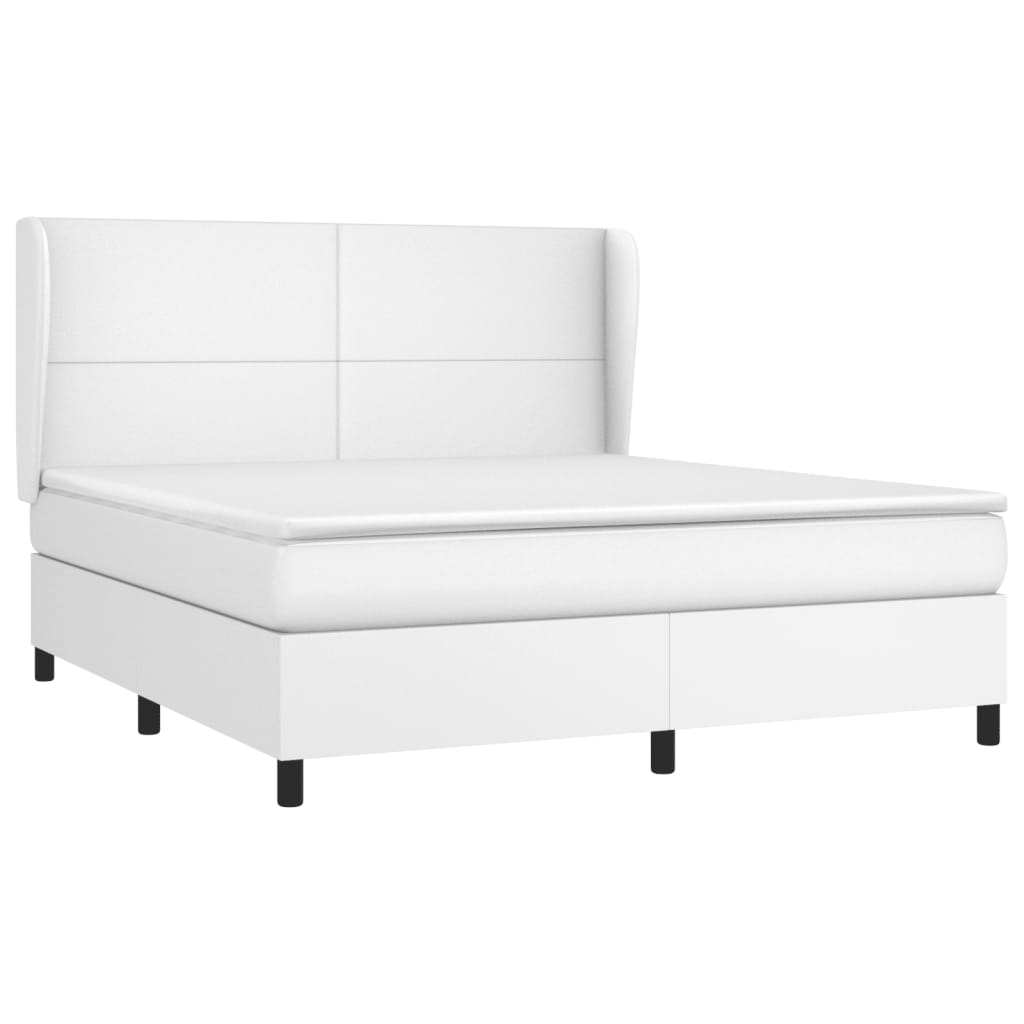 Κρεβάτι Boxspring με Στρώμα Λευκό 160x200εκ.από Συνθετικό Δέρμα