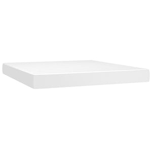 Κρεβάτι Boxspring με Στρώμα Λευκό 160x200εκ.από Συνθετικό Δέρμα