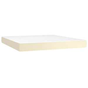 Κρεβάτι Boxspring με Στρώμα Κρεμ 160x200εκ. από Συνθετικό Δέρμα - Pakobazaar
