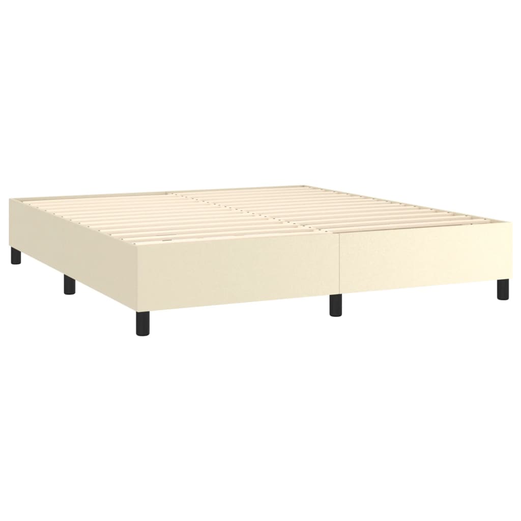 Κρεβάτι Boxspring με Στρώμα Κρεμ 180x200 εκ. Συνθετικό Δέρμα - Pakobazaar
