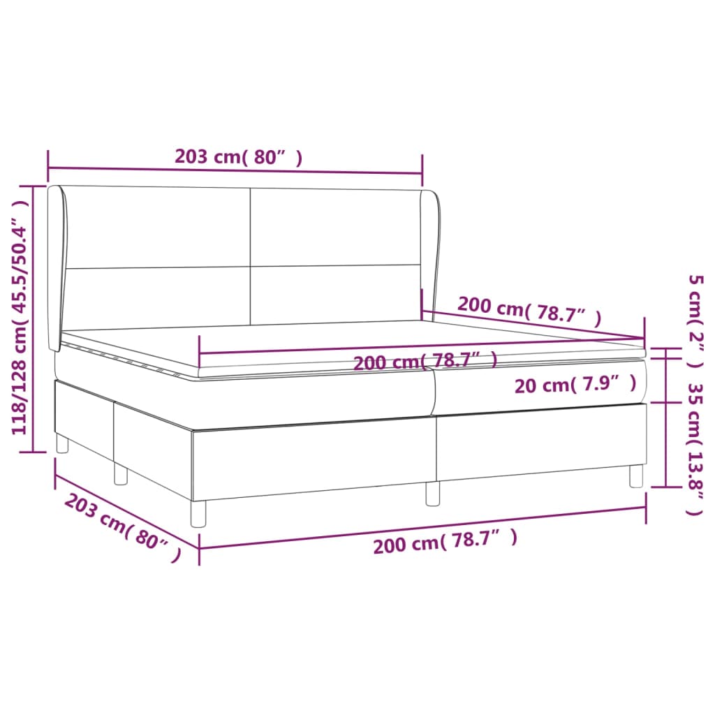 Κρεβάτι Boxspring με Στρώμα Κρεμ 200x200 εκ. Συνθετικό Δέρμα - Pakobazaar