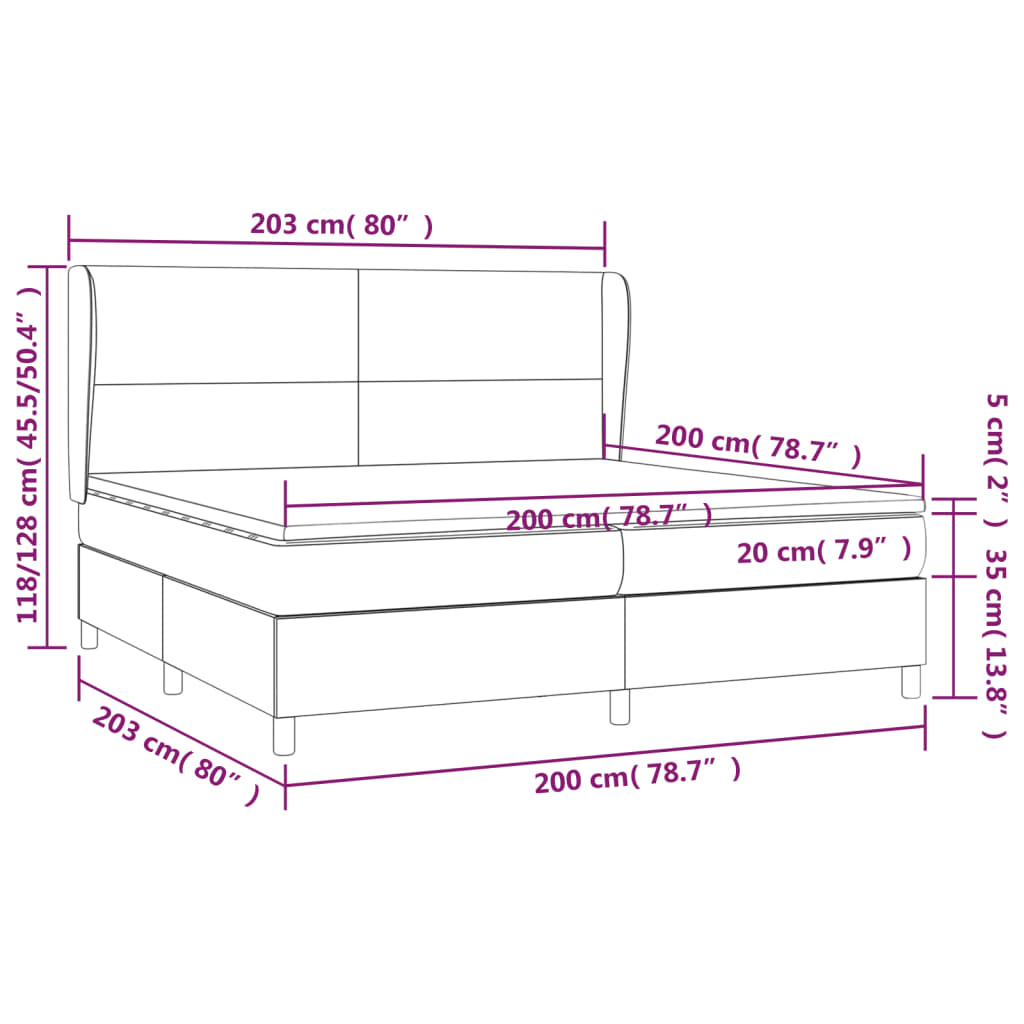 Κρεβάτι Boxspring με Στρώμα Καπουτσίνο 200x200εκ.από Συνθ.Δέρμα - Pakobazaar