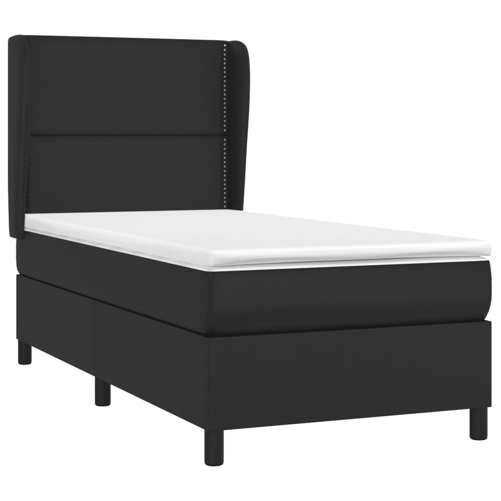 Κρεβάτι Boxspring με Στρώμα Μαύρο 80 x 200 εκ. Συνθετικό Δέρμα - Pakobazaar